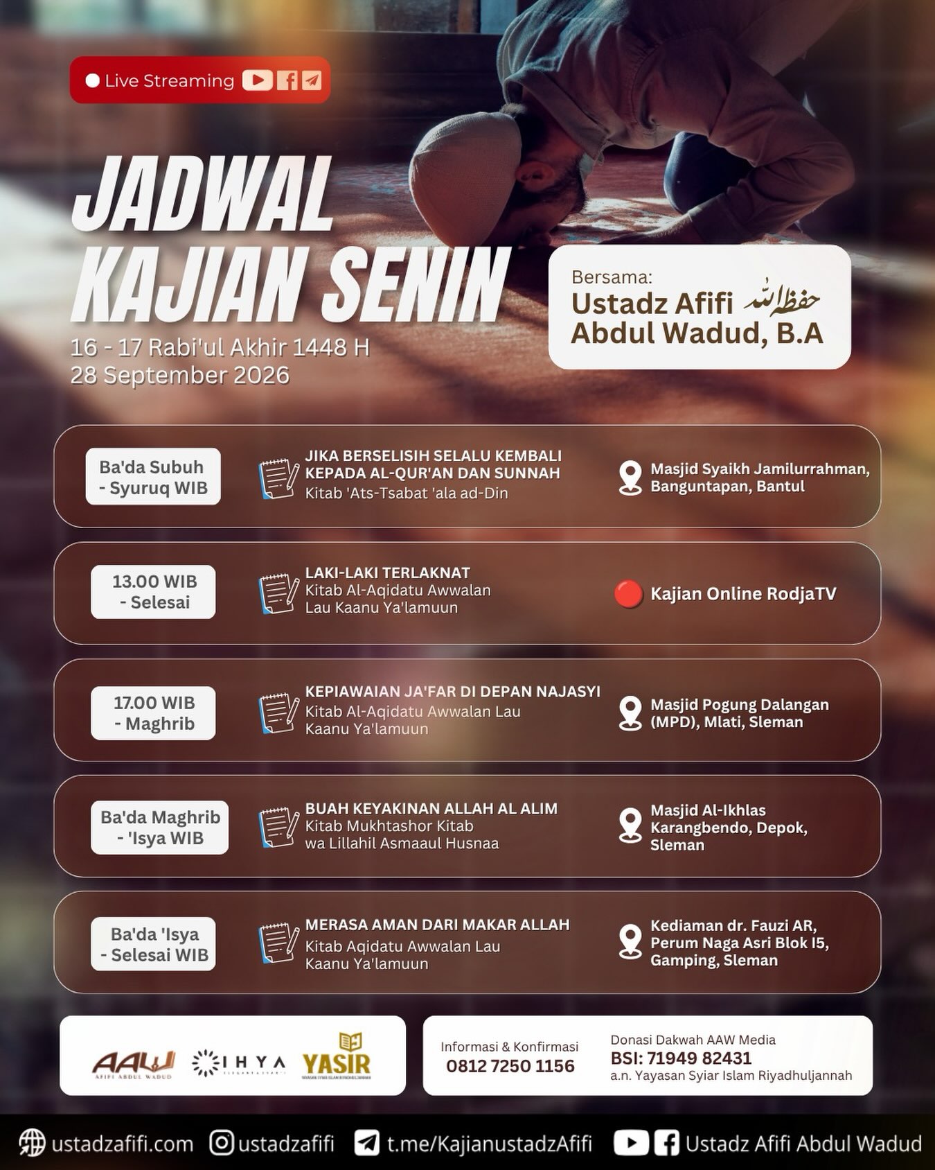 JADWAL KAJIAN SENIN
