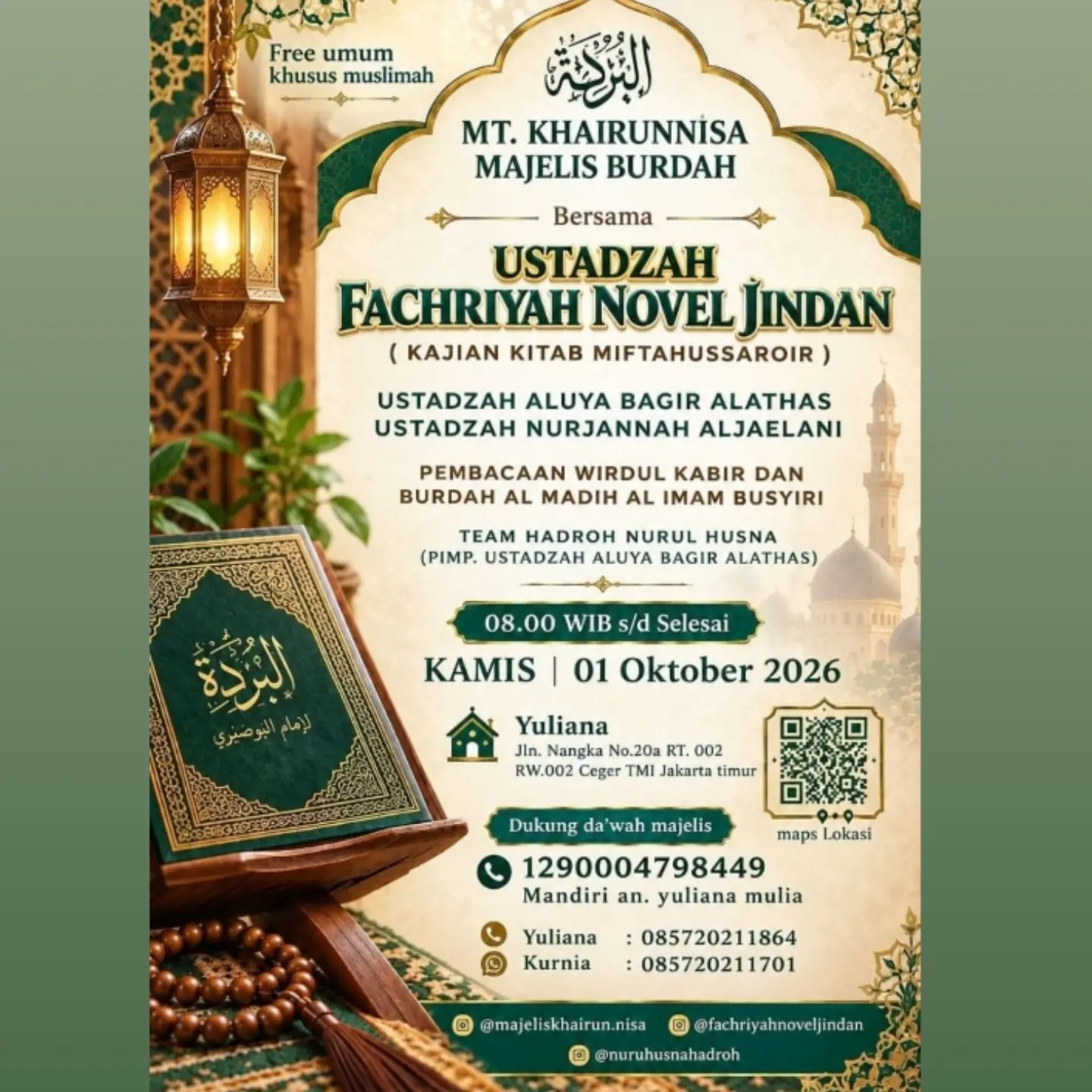 Majelis Burdah bersama Ustadzah Fachriyah Novel Jindan