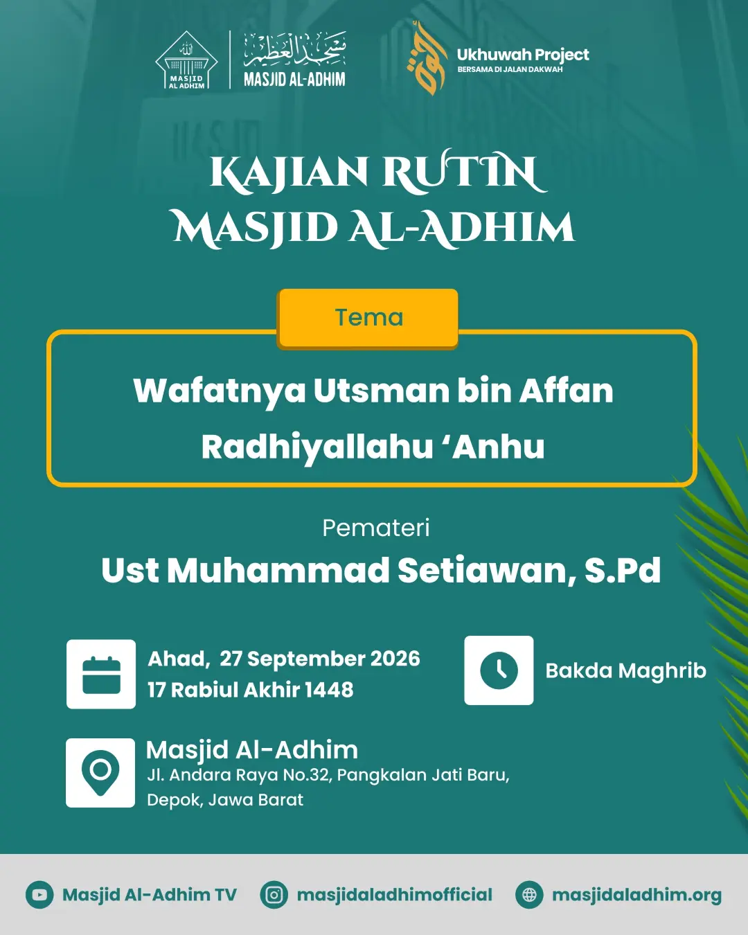 Wafatnya Utsman bin Affan Radhiyallahu 'Anhu