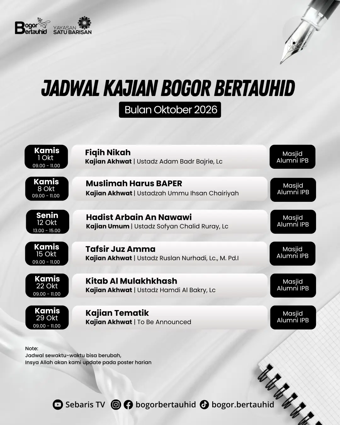 Jadwal Kajian Bogor Bertauhid