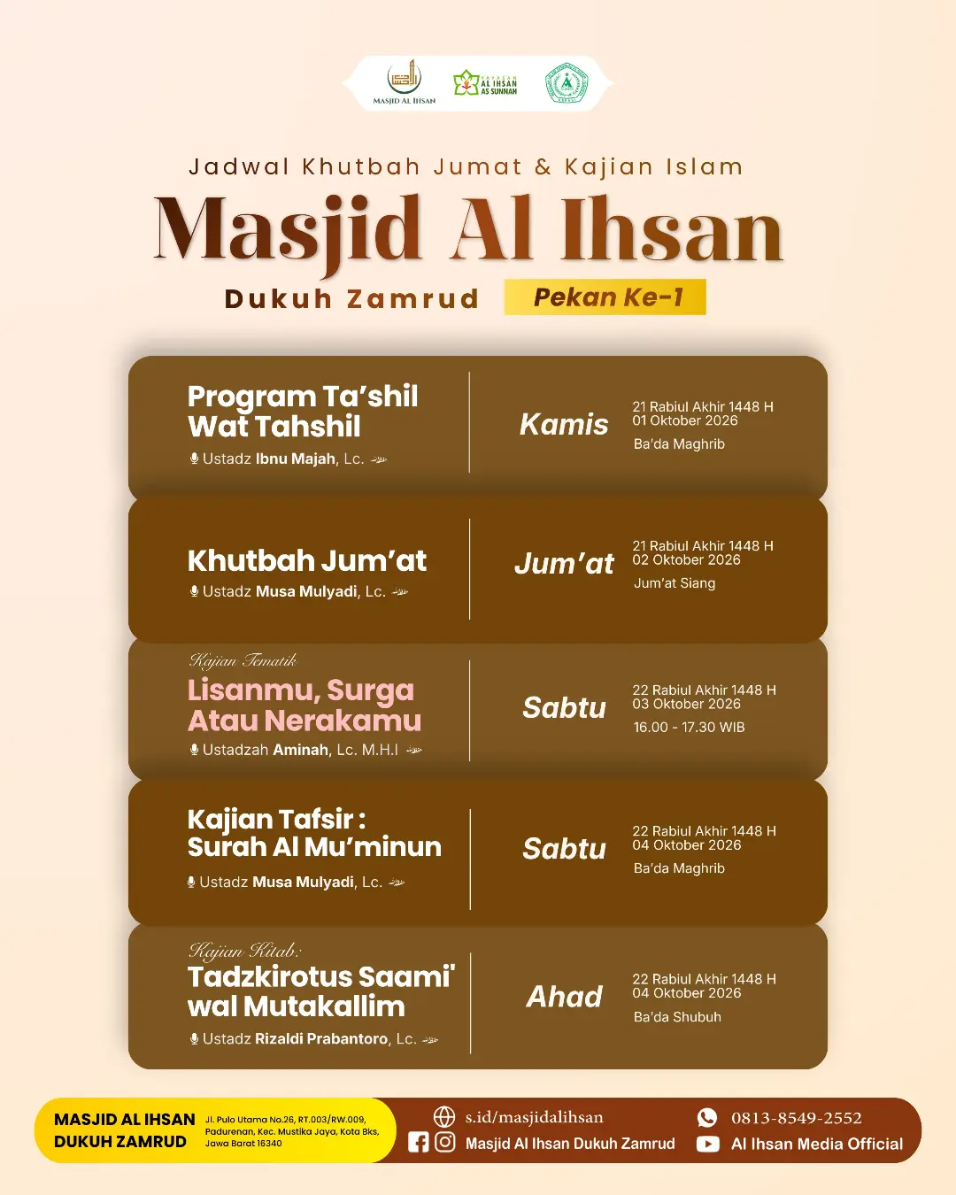 Jadwal Khutbah Jumat & Kajian Islam