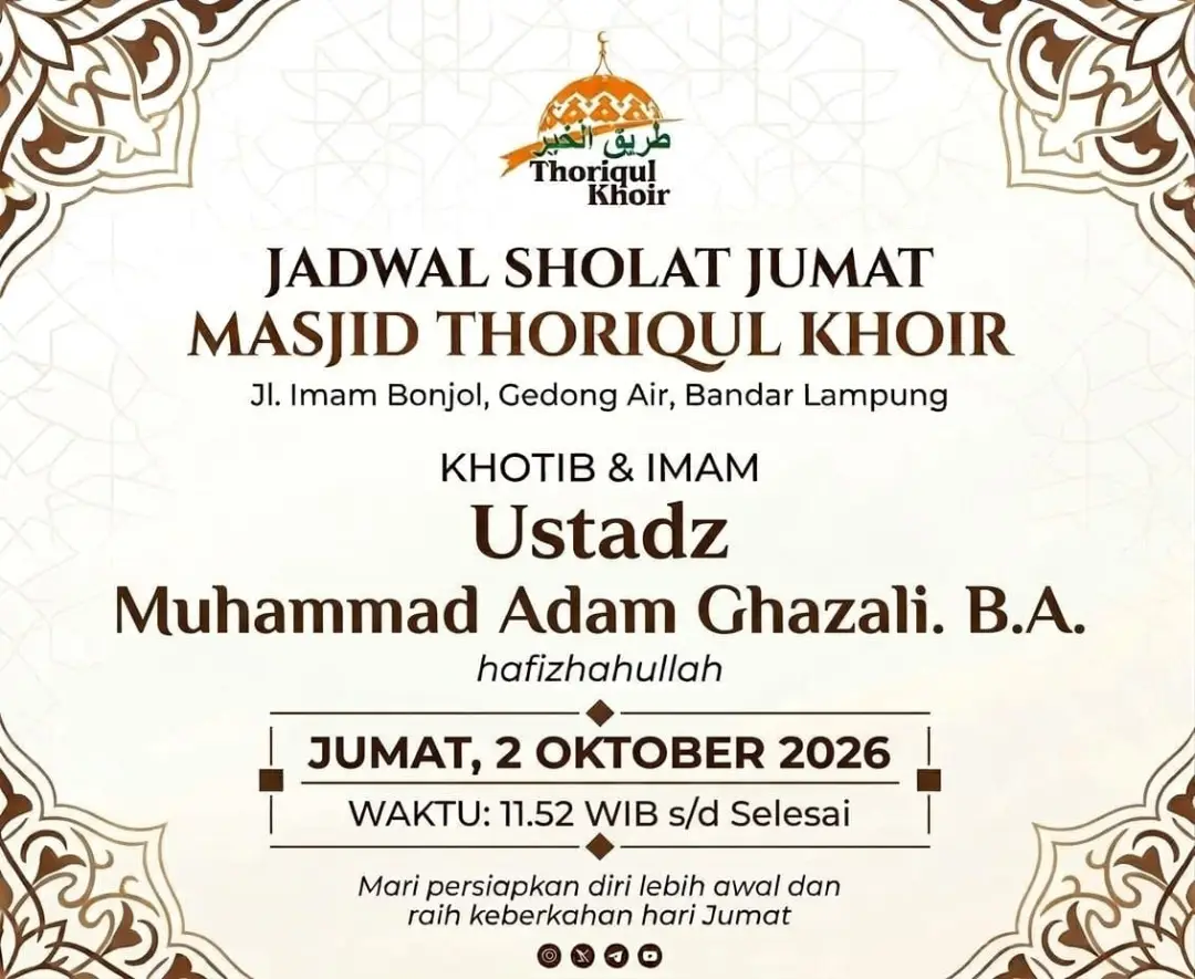 Jadwal Sholat Jumat Masjid Thoriqul Khoir