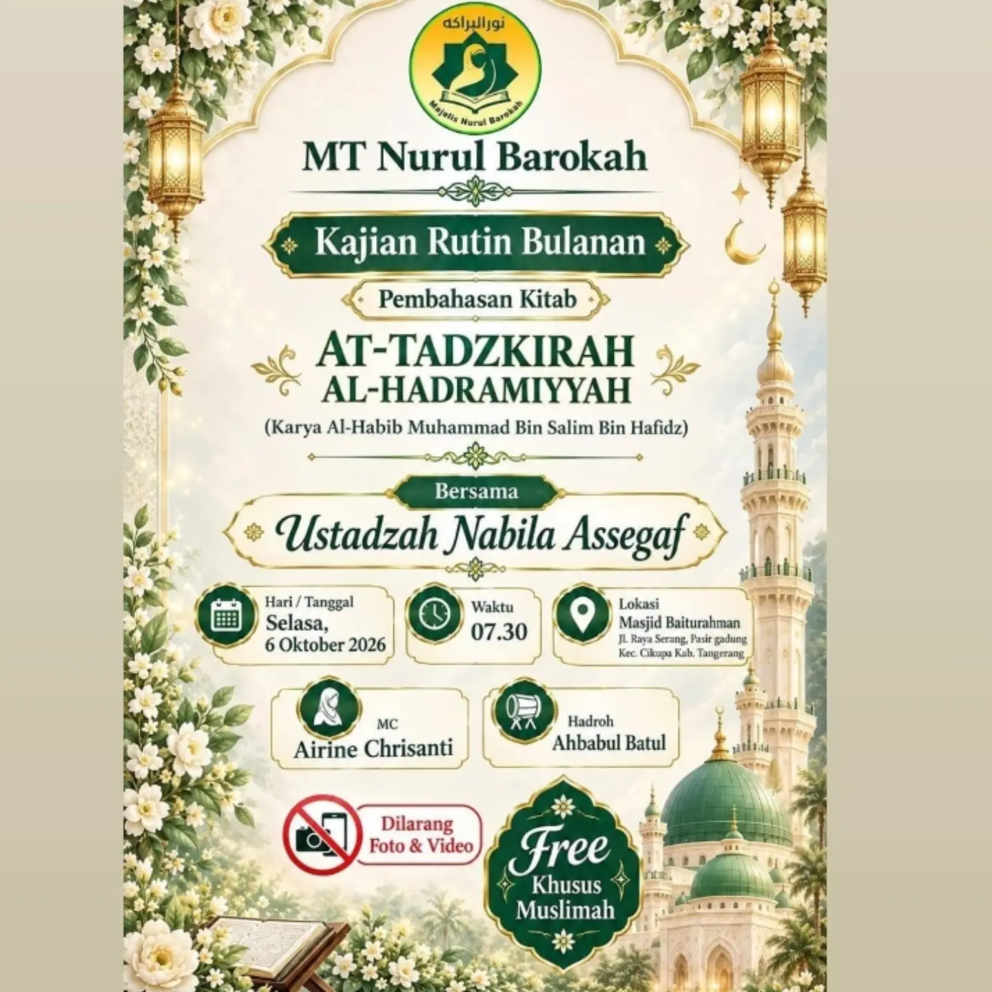 Kajian Rutin Bulanan: Pembahasan Kitab AT-TADZKIRAH AL-HADRAMIYAH