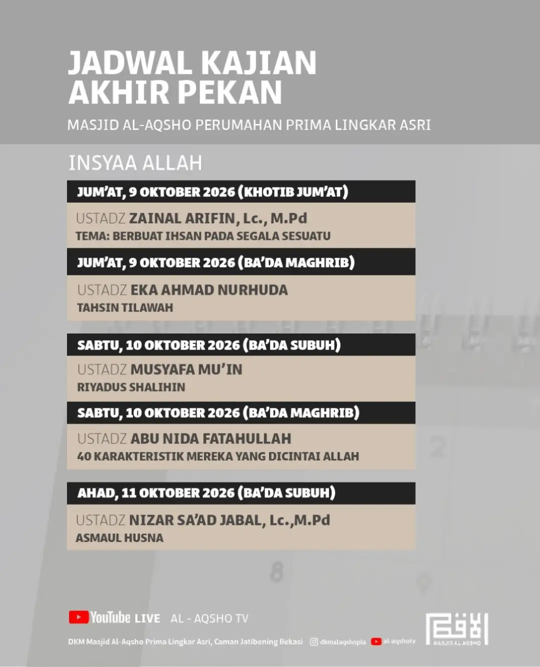 JADWAL KAJIAN AKHIR PEKAN