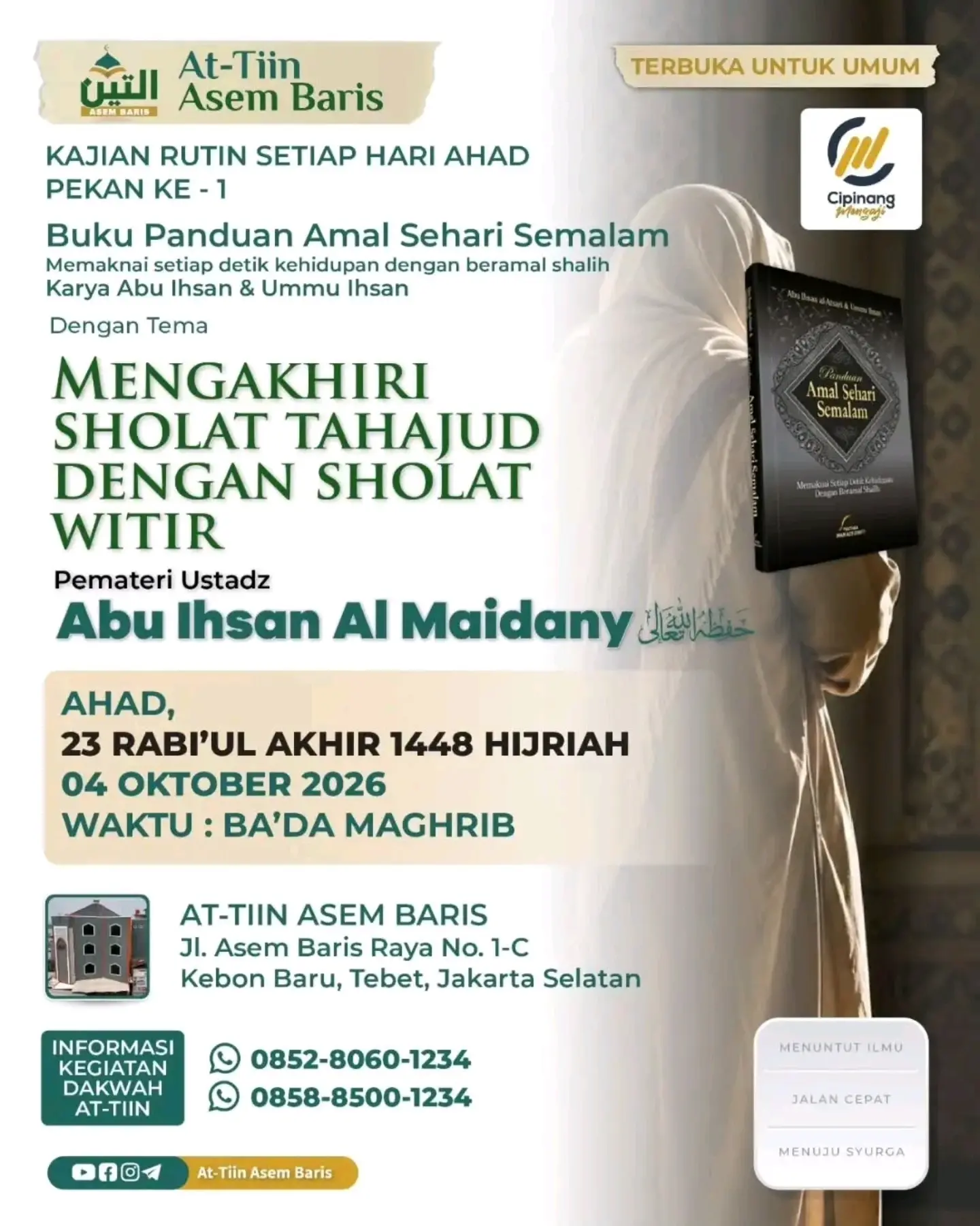 Mengakhiri Sholat Tahajud dengan Sholat Witir
