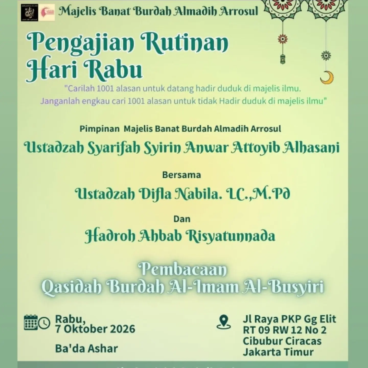 Pengajian Rutinan Hari Rabu