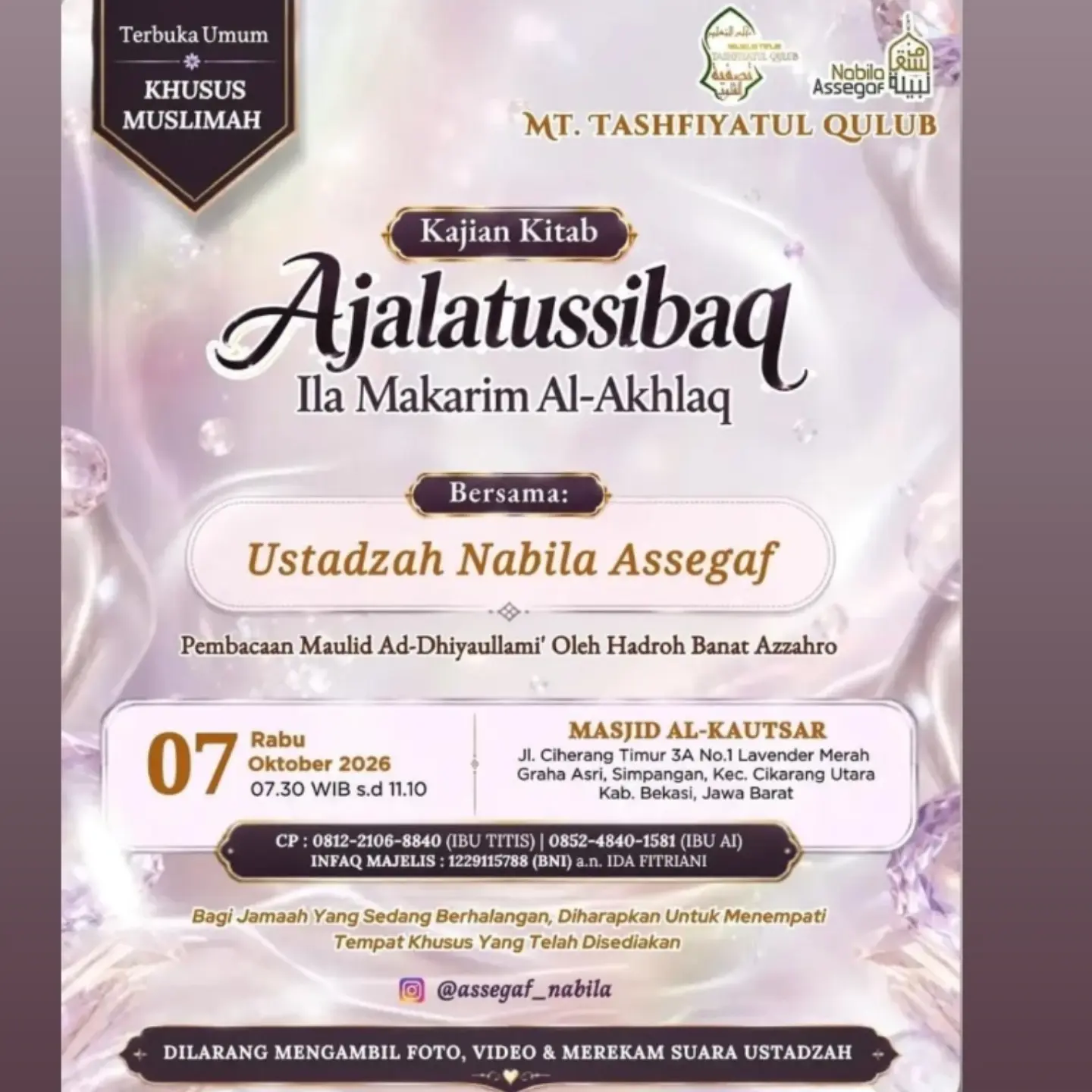 Kajian Kitab Ajalatussibaq Ila Makarem Al-Akhlaq