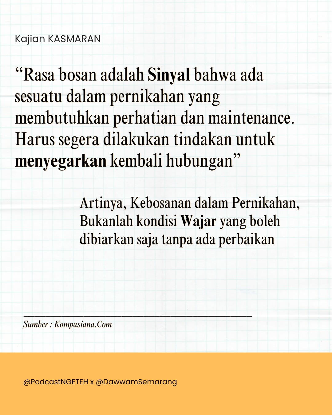 Menghadapi Rasa BOSAN dalam Pernikahan