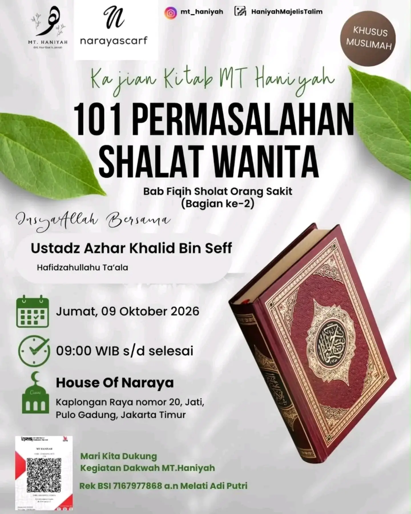 Kajian Kitab MT Haniyah: 101 Permasalahan Shalat Wanita (Bagian ke-2)