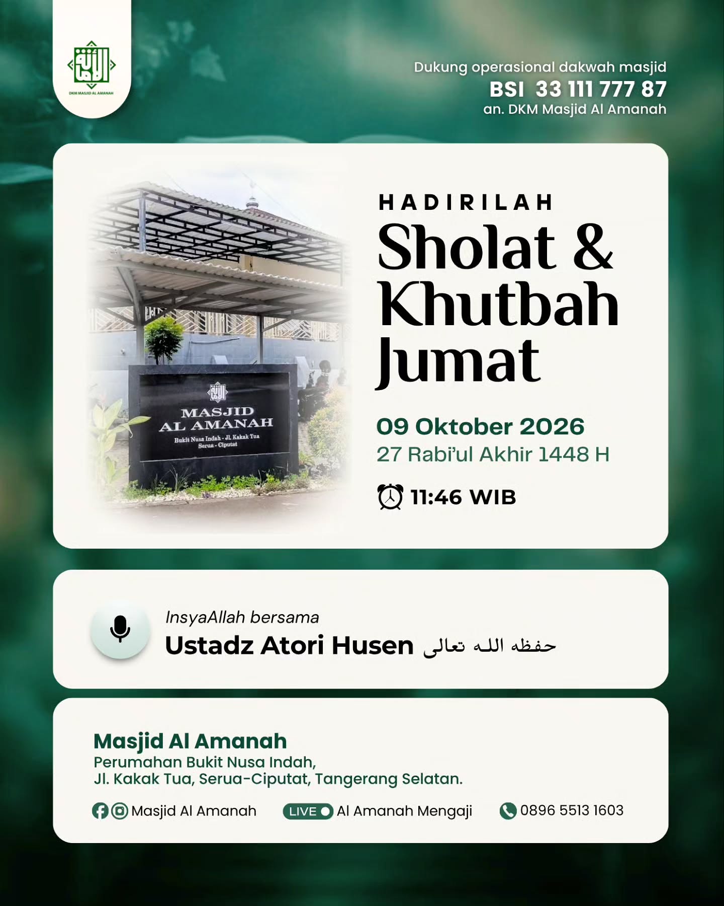 Hadirilah Sholat & Khutbah Jum'at
