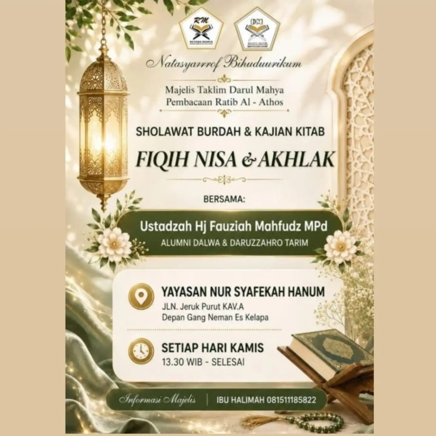 Sholawat Burdah & Kajian Kitab FIQIH NISA & AKHLAK