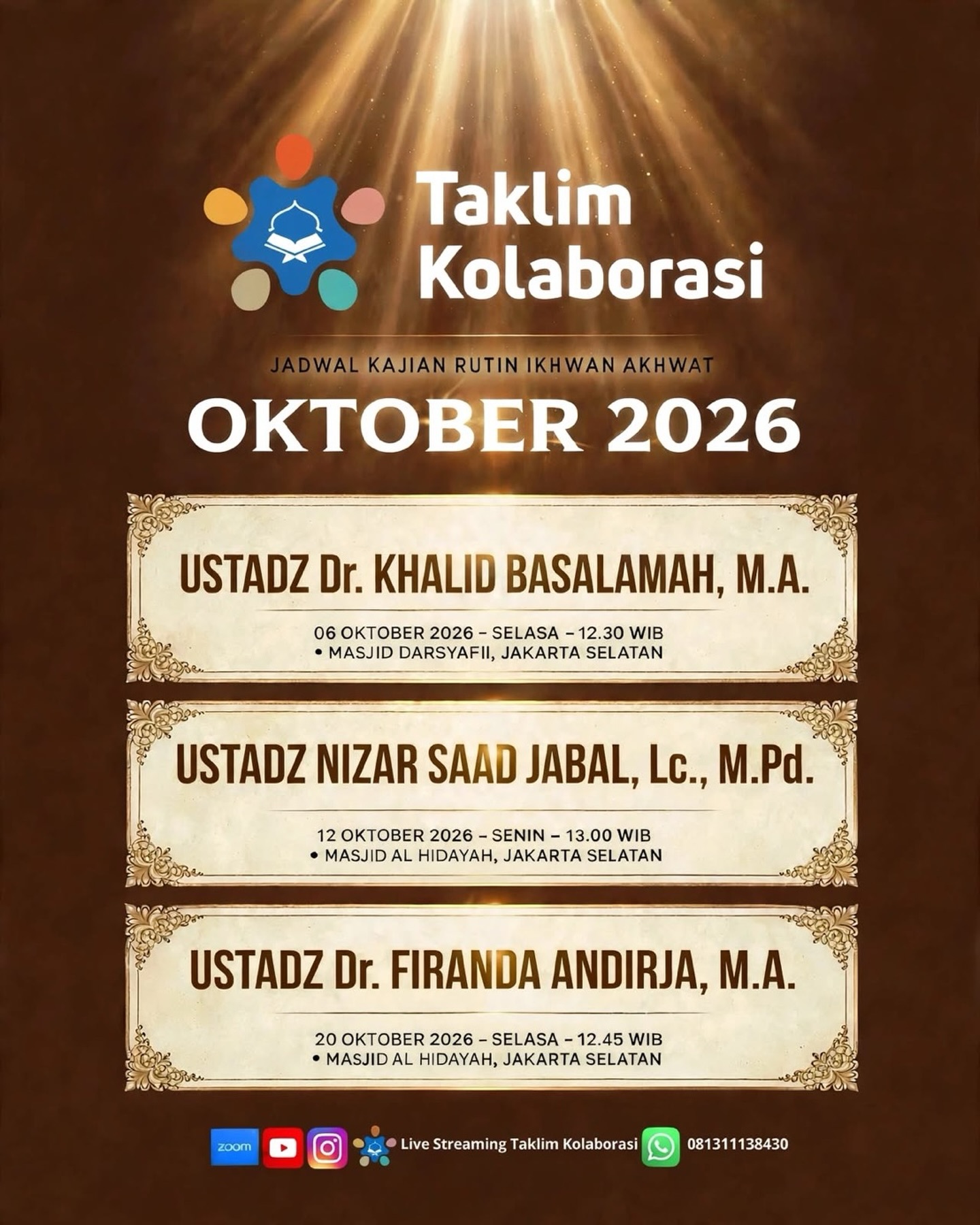 Jadwal Kajian Kitab Rutin Oktober - Ikhwan Akhwat