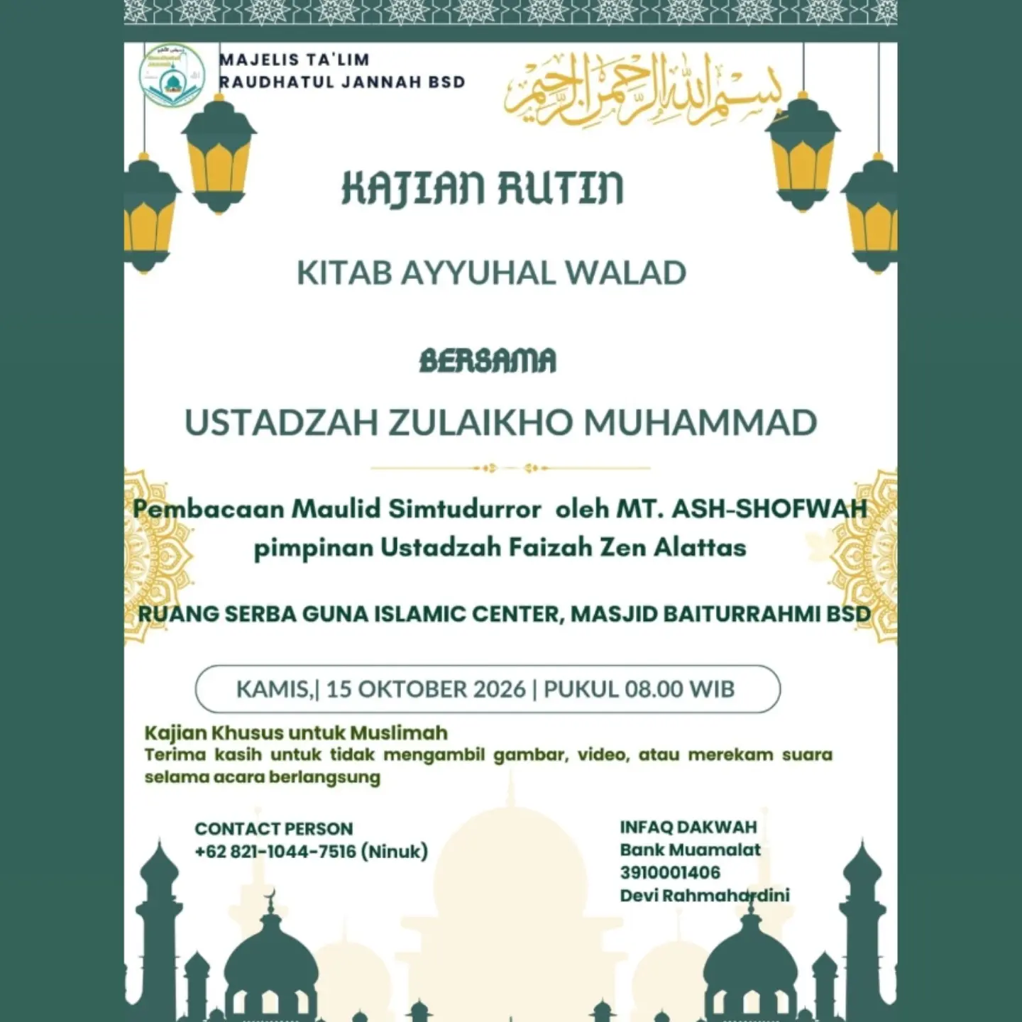 Kajian Rutin Kitab Ayyuhal Walad