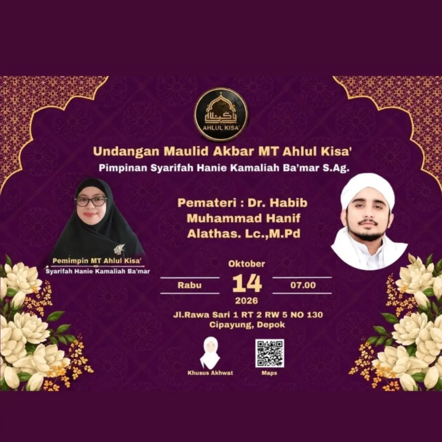 Undangan Maulid Akbar MT Ahlul Kisa'